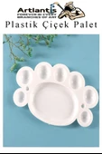 Plastik Çiçek Palet 5 Adet Çiçek Boya Paleti 8 Hazneli 17 cm  Resim Boyama Paleti Fırça Hediyeli Sanatsal Hobi - 4