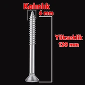 Sunta Vidası Sivri Uçlu Ahşap Tahta Ağaç Mobilya Ayak Kulp Vidası 6x120 Mmpaket 50 Adet thumbnail 2