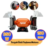 Elektrikli Bıçak Kesici Bileme Taş Motoru 150 mm Zımpara 350 W Rico Taşlama Metal Tezgah Üstü Çark - 1