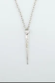 Etknik Desenli Çubuk, Gümüş Kaplama Düz Zincir Kolye thumbnail 1