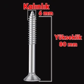 Sunta Vidası Sivri Uçlu Ahşap Tahta Ağaç Mobilya Ayak Kulp Vidası 6x80 Mm Paket 100 Adet - 2
