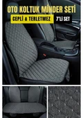 Kia Rio 2011-2017 -3Terletmez Kaymaz Keten Oto Minder Kılıf Komple Set(7Parça) Gri thumbnail 1