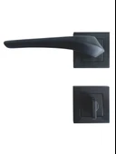 2021 Siyah Kare Rozetli Kapı Kolu Tuvalet WC ve Banyo Kapısı Kolu Rozetli Bir Kapılık(WC)(SİYAH)(1 TAKIM) Siyah - 1