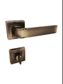 Riva Oksit Antik Sarı Kare Rozetli Kapı Kolu WC Banyo Kapısı Kolu Rozetli Bir Kapılık(WC)(OKSİT ANTİK SARI)(1 TAKIM) Antik Sarı - 1