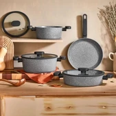 Lavonni 7 Parça Granit Tencere Seti (silikon kenarlı cam) - 1