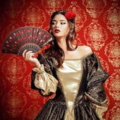 Beluga Yelpaze Şık Siyah Kırmızı Pullu Yelpaze 2 Adet - 3