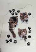 Lucky Life Kadın Kısa Kollu Kedi Ve Pati Baskılı Süprem T-shirt - 4