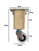 Kale Ahşap Tekerli Ayak Mobilya Masa Dolap Tekerli Ayağı(FRENLİ - FRENSİZ)(12CM - 15CM)(CEVİZ AĞACI) 12cm FRENSİZ 12cm - FRENSİZ - 2 ADET - 4