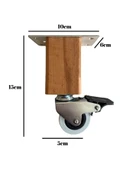 Kale Ahşap 15cm Tekerli Ayak Mobilya Masa ve Dolap Tekerli Ayağı (FRENLİ - FRENSİZ)(15cm)(KAYIN/GÜRGEN AĞACI) Kayın 15cm FRENLİ 15cm - FRENLİ - 2 ADET - 3