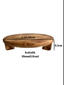 Yuvarlak Doğal Ahşap Sunum Tabağı Ayaklı Düz Ahşap Sunumluk(BEYAZ ÇAM)(ÇAP:28cm YÜK:6,5cm) - 5