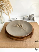 Yuvarlak Doğal Ahşap Sunum Tabağı Ayaklı Çukur Ahşap Sunumluk(BEYAZ ÇAM)(ÇAP:28cm YÜK:6,5cm) - 2