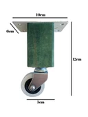 Kale Ahşap 15cm Tekerli Ayak Mobilya Masa ve Dolap Tekerli Ayağı (FRENLİ - FRENSİZ)(15cm)(KAYIN/GÜRGEN AĞACI) Yeşil 12cm FRENSİZ 12cm - FRENSİZ - 2 ADET - 4