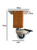 Kale Ahşap Tekerli Ayak Mobilya Masa ve Dolap Tekerli Ayağı(FRENSİZ)(12CM-15CM)(KAYIN/GÜRGEN AĞACI) Ceviz 15cm FRENLİ 15cm - FRENLİ - 4 ADET thumbnail 3