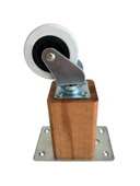 Kale Ahşap 15cm Tekerli Ayak Mobilya Masa ve Dolap Tekerli Ayağı (FRENLİ - FRENSİZ)(15cm)(KAYIN/GÜRGEN AĞACI) Kayın 12cm FRENSİZ 12cm - FRENSİZ - 2 ADET - 2