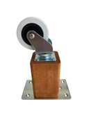 Kale Ahşap 15cm Tekerli Ayak Mobilya Masa ve Dolap Tekerli Ayağı (FRENLİ - FRENSİZ)(15cm)(KAYIN/GÜRGEN AĞACI) Ceviz 12cm FRENSİZ 12cm - FRENSİZ - 1 ADET - 2