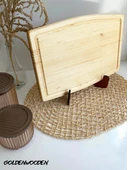 Dış Bükey Doğal Ahşap Sunum Tabağı Ahşap Sunumluk(BEYAZ ÇAM) Beyaz Çam BOY:38cm EN:25cm - 2