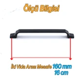 Metal Kulp 160 mm Mutfak Dolap Çekmece Mobilya Dolabı Kapak Kulpları Kulb 16 cm Mat Siyah Renk thumbnail 3