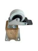 Kale Ahşap Tekerli Ayak Mobilya Masa Dolap Tekerli Ayağı(FRENLİ - FRENSİZ)(12CM - 15CM)(CEVİZ AĞACI) 15cm FRENLİ 15cm - FRENLİ - 2 ADET - 3