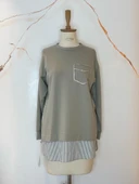 TAŞLI CEPLİ DANTELLİ SWEATSHIRT - 1