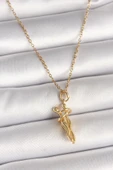 316L Çelik Gold Renk Zincir Sarılma Model Kadın Kolye - TJ-BKO9976 - 1