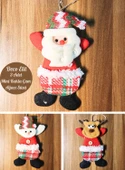 3 Adet Yılbaşı Çam Ağacı Süsü Peluş Tekstil Örme Orta Boy 17 cm x 11 cm - 3