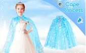 Karlar Ülkesi Elsa Frozen Mavi Pelerin – 80 Cm Kar Desenli Çocuk Pelerini ( Taç Hariç ) - 4