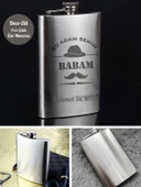 İsme Özel Kral Babam 9 Oz  Çelik Cep Matarası 266 Ml içki  Alkol Matarası Babaya Hediye - 5