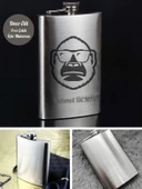 Kişiye Özel Maymun Hediye 9 Oz Çelik Cep Matarası 266 Ml içki  Alkol Matarası thumbnail 1