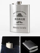 İsme Özel Kral Babam 9 Oz  Çelik Cep Matarası 266 Ml içki  Alkol Matarası Babaya Hediye - 4