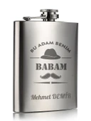 İsme Özel Kral Babam 9 Oz  Çelik Cep Matarası 266 Ml içki  Alkol Matarası Babaya Hediye - 3
