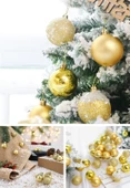 12 Adet Gold 2,5 Cm Mini Yılbaşı Topu, Noel Çam Ağacı Topu, Süs Topu - 4