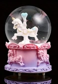 Mor Unicorn Tasarımlı Kar Küresi Işıklı Müzikli Orta Boy 12 cm - 1