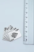 Poker İskambil Gümüş Kaplama Düz Zincir Kolye - 3