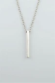 Silindir Çubuk Gümüş Kaplama Düz Zincir Kolye thumbnail 1