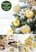 12 Adet Gold 2,5 Cm Mini Yılbaşı Topu, Noel Çam Ağacı Topu, Süs Topu - 1