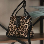 Leopar Desenli Omuz ve Kol Çantası - 5