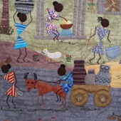 Afrikalı Kadınların Köy Yaşantısı Patchwork Pano - 5
