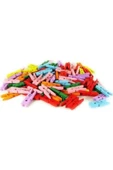 Küçük Renkli Mini Mandal 25 Li Paket Mini Ahşap Mandal Fotoğraf Mandalı 2,5 Cm - 1
