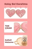 Kalpli Pantolon Beli Daraltma Aparatı, Broş, Kalpli Kemer , Pembe, Beyaz, Renk Kalpli Bel Daraltma Çıtçıtı, Dayanıklı Demir Çıtçıt, Kot Pantolon Daraltma Aparatı, Kadın - 5