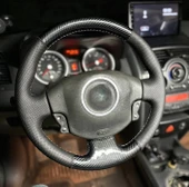 Renault Megane 2 Araca Özel Direksiyon Dikmeli Direksiyon Kılıfı (5D Kristal Karbon) thumbnail 3