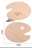 Ahşap Palet Oval Naturel 12 li Resim Fırçası Seti 1 Paket Yuvarlak ve Kesik Uçlu Boyama Fırçası Akrilik Yağlı Guaj Boya - 5