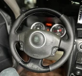 Renault Megane 2 Araca Özel Direksiyon Dikmeli Direksiyon Kılıfı (5D Kristal Karbon) thumbnail 2