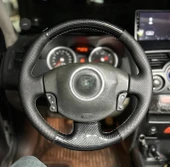 Renault Megane 2 Araca Özel Direksiyon Dikmeli Direksiyon Kılıfı (5D Kristal Karbon) thumbnail 1