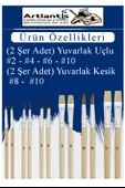 Ahşap Palet Oval Naturel 12 li Resim Fırçası Seti 1 Paket Yuvarlak ve Kesik Uçlu Boyama Fırçası Akrilik Yağlı Guaj Boya - 4