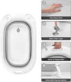 Omnipazar AK-779 Katlanır Bebek Yıkama Banyo Küvet 3'lü Set Beyaz-Gri - 4