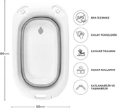 Omnipazar AK-779 Katlanır Bebek Yıkama Banyo Küvet 3'lü Set Beyaz-Gri - 5