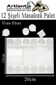 12 li Şişeli Boya Palet Kabı 1 Paket Kapaklı Şişe Resim Paleti Godeli Sanatsal Plastik Palet ve Saklama Kabları Akrilik - 2