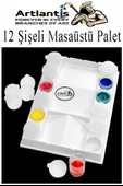 12 li Şişeli Boya Palet Kabı 1 Paket Kapaklı Şişe Resim Paleti Godeli Sanatsal Plastik Palet ve Saklama Kabları Akrilik - 1