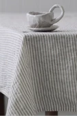 Gri Çizgili Keten, Pamuk Masa Örtüsü - 1