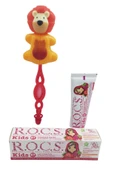 R.O.C.S. Kids 4-7 Yaş Ağız Bakım Seti -ahududu Macun + Kids Fırça Kırmızı +aslan Saklama Kabı thumbnail 2